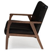 Baxton Studio Nikko Mid-century Dark Brown Faux Leather Wooden 2-Seater Loveseat 121-6747